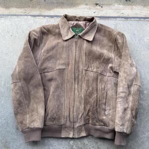 Vintage RC International suede leather bomber jacket brown size medium